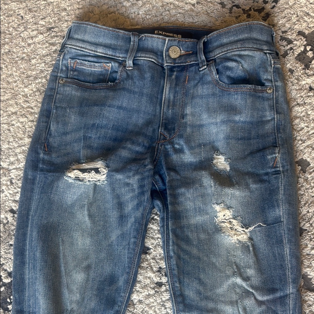 Express Distressed Blue Jeans - Picture 6 of 7